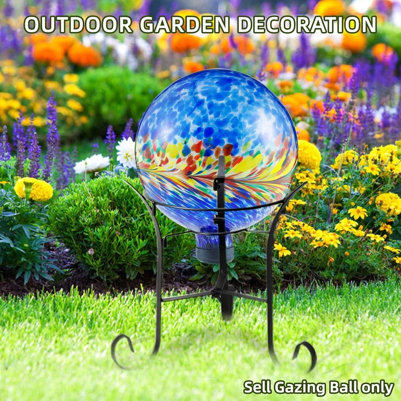 VOREEN 10-Inch Glass Gazing Ball, Outdoor Gazing Globe, Handmade Reflective Ball Yard Decoration for Homes, Patio, Lawn and Gardens, Gift for Mom Wife Friend, Phoenix Tail Design, Blue - Image 4